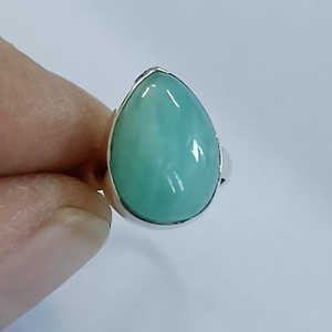 Navya Craft Amazonite <b>Silver</b> <b>Ring</b> <b>925</b> Sterling Handmade <b>Ring</b> <b>with</b> Cut Diamond Inlay Pear Shape Size 4 to 13 Perfect Gift for Her - Product Image 2