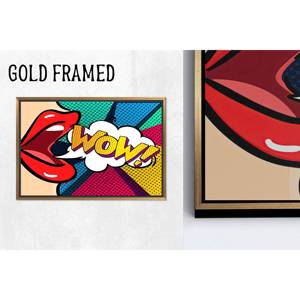 Lienzo WOW Pop Art: Decoración de pared moderna con estampado colorido, 1 lienzo con marco dorado - Product Image 1
