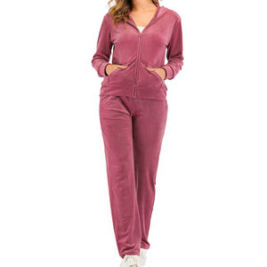 Ensemble de survêtement en velours pour femmes, conçu sur mesure, 2 pièces, sweat-shirt et pantalon, taille plus, velours respirant et écologique - Product Image 3