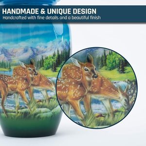Urna de cremación de ciervo de pastoreo para adultos | Urna conmemorativa de cenizas humanas para adultos, entierro, urnas de cremación funeraria | 200 pulgadas cúbicas (Grande) - Product Image 3