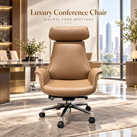 Chaise de conférence à dossier haut en cuir PU, chaise de bureau avec appui-tête et roulettes pour salle de réunion, bureau de direction