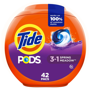 Tide PODS écologique 42 paquets de détergent à lessive printemps prairie citron Floral naturel détachant jetable salle de bain - Product Image 1