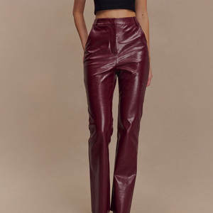 กางเกงหนังแท้ทรงตรงเอวกลางสำหรับผู้หญิง ใส่สบาย ระบายอากาศได้ดี เป็นมิตรกับสิ่งแวดล้อม น้ำหนักเบา ทันสมัย เหมาะสำหรับฤดูหนาว - Product Image 4