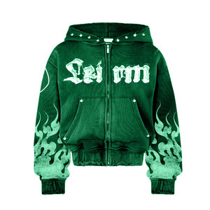 Sudaderas con Capucha de Invierno de la Mejor Calidad, Holgadas, Tejidas, para Mujer, con Cremallera, Impresión Personalizada en el Logotipo Frontal y Pedrería - Product Image 3