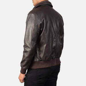 Autumn Vintage Air Rolf Brown Genuine Sheep Skin Leather Bomber <b>Jacket</b> XS Size with Zippered Closure Reversible Style - Product Image 5