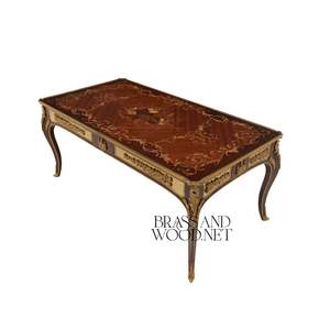 โต๊ะกาแฟหรูหราประดับทองเหลืองพร้อมงานไม้ประณีตสำหรับตกแต่งห้องนั่งเล่นอย่างสง่างาม - Product Image 4