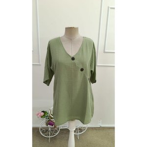เสื้อเบลาส์คอวีแขนสั้นผู้หญิง รุ่น 34807 -สีเขียว - Product Image 4