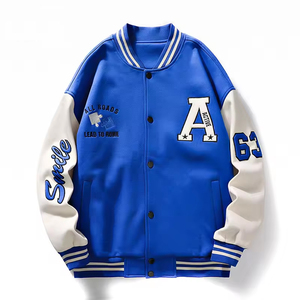 Blouson bombardier Varsity Letterman en coton/polaire de qualité supérieure saison d'hiver avec logo sur le devant-Prix - Product Image 1