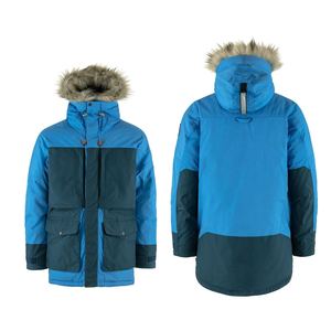 Veste parka d'hiver pour homme, coupe longue, coupe-vent avec capuche, logo sur le devant, polyester et nylon écologiques, vêtements d'extérieur décontractés - Product Image 3