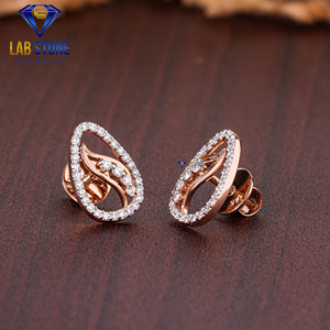 ต่างหู18kt เพชรทรงกลมสีโรสโกลด์0.45 TDW ประดับด้วยหินสี EF-VS - Product Image 2