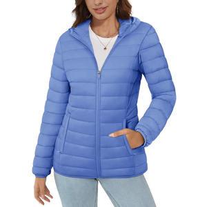 Chaqueta cortavientos para mujer, chaqueta acolchada con capucha, acolchado ligero Abrigo acolchado, 3 bolsillos con cremallera, ropa de abrigo cálida para invierno - Product Image 4