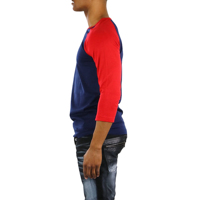 T-shirt de baseball unisexe en gros, manches raglan 3/4 contrastées, col rond, respirant, anti-humidité, séchage rapide, tailles adultes et grandes tailles