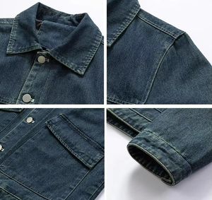 แจ็คเก็ตยีนส์โอเวอร์ไซส์แบบสั่งทำพิเศษ ขายดี ปกตั้ง ปักโลโก้ด้านหน้า ซิปหน้า สไตล์แฟชั่นสตรีทแวร์ ลุคซักฟอก สำหรับผู้ชาย - Product Image 3