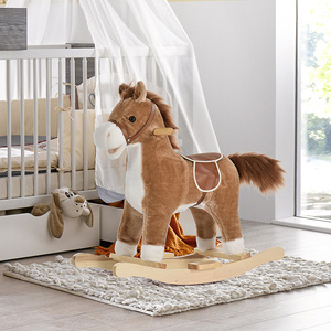 HOMCOM Rocking Horse Toy with Realistic Sounds for Babies 36-72 Months, Includes 2 <b>AA</b> <b>Batteries</b>, Brown - Product Image 2