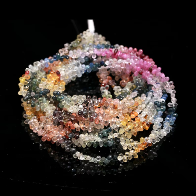 Top Quality Multi Sapphire Faceted Teardrop Shape Loose Gemstone Beads 3x5mm Multi Precious Beads for Jewelry Making Bulk Price