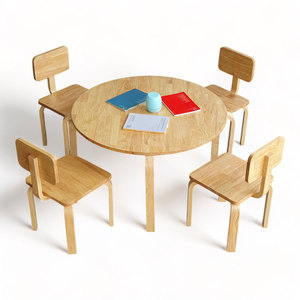 Ensemble table et 4 chaises pour enfants de style scandinave moderne en bois massif pour l'école par KGD032 - Product Image 1