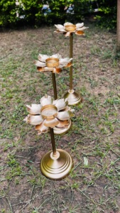Lotus Shaped Metal Pedestal <b>Tealight</b> Candle <b>Holder</b> for Christmas Home Decor Heat-Resistant - Product Image 3