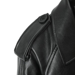 เสื้อแจ็คเก็ตหนังแกะแท้สำหรับผู้หญิง สไตล์ลำลอง ปกเสื้อแบบปกเชิ้ต ซิป ความยาวปกติ สไตล์ไฮสตรีท เสื้อโค้ทมอเตอร์ไซค์ ผ้าถัก - Product Image 3