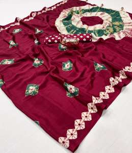 Satén Crape de excelente calidad con el fabricante y proveedor de saris impresos Ajrak de Surat a la tarifa más baja - Product Image 4