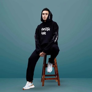 Ensemble de survêtement unisexe à capuche baggy évasé avec logo personnalisé Pantalon de survêtement d'hiver de haute qualité à capuche Jogger imprimé de grande taille - Product Image 1