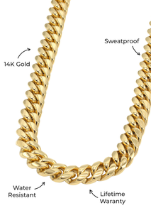 Cadena Cubana de Oro Sólido de 14 mm y 14 Quilates, Collar para Hombre y Mujer, Cadena Cubana Gruesa Resistente al Agua y al Sudor, Joyería Premium - Product Image 5