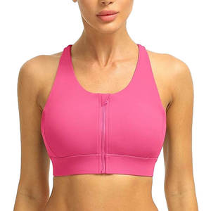 Hot Selling Front Zipper Yoga Sports Bra Women Gym <b>Running</b> Fitness Top <b>Padded</b> Tank Top Adjustable Yoga Bra Custom Logo OEM - Product Image 1