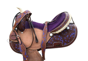 Sillín occidental de caballo de cuero genuino de calidad superior para carreras de barriles y equitación - Product Image 2