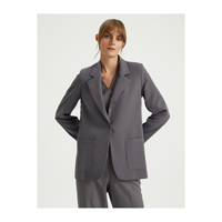 Blazer tissé imprimé pour femme, manches longues, poches, broderie 3D, logo au dos, design élégant, sans doublure, sans ceinture