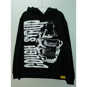 Nueva alta calidad peso pesado 450g eso es un montón de jarabe para la tos estampado suelto Casual Streetwear pulóver Sudadera con capucha para hombres - Product Image 2