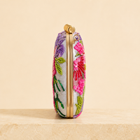 Pochette de Soirée Mini de Luxe Florale Perlée, Sac à Main Brodé de Paillettes avec Chaîne, Sac de Fête Doublure Satinée pour Femme