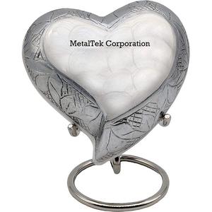 โกศใส่เถ้ากระดูกรูปหัวใจขนาดเล็กทำจากอลูมิเนียมสีฟ้าเทอร์ควอยซ์พร้อมขาตั้งเหล็ก - Product Image 5