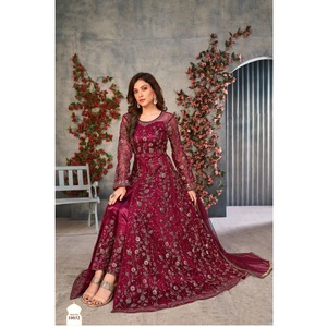 ชุด Net Anarkali Salwar Kameez,ชุดสูท/ชุดปากีสถานออกแบบ Salwar Kameez/ชุดสูทปาร์ตี้งานปักเย็บหนัก - Product Image 1