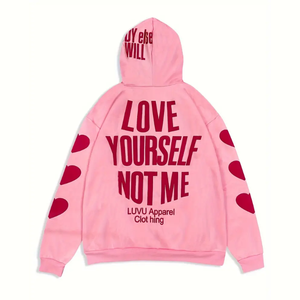 Sudadera con capucha con cremallera y estampado de letras y corazones a la moda para mujer 280GSM ropa de calle transpirable de manga larga sudaderas con capucha de alta calidad al por mayor - Product Image 2