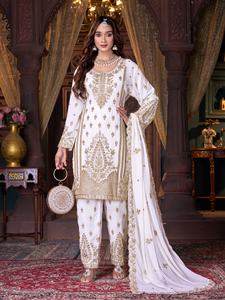 Luxueux Pure Georgette Robe Modeste Ensemble Full Jarkan Stone Work 5 Superbes Designs 10 Couleurs Vibrantes Y Compris Lourd - Product Image 3