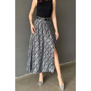 <b>Black</b> Plaid <b>Skirt</b> - <b>Black</b> - Product Image 3