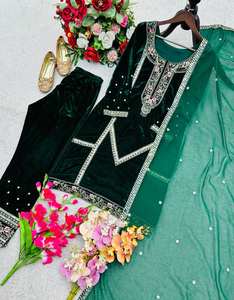 Conjunto de Diseñador Premium D FASHION GURU de Salwar Kameez de Viscosa India/Pakistaní para Mujer, Corte Regular, Elegante y Lujoso para Fiestas de Invierno - Product Image 6