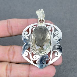 Vente en gros de pendentif en pierre précieuse de quartz rutile ovale naturel plaqué argent 925 bijoux faits à la main plaqué argent pour les fêtes - Product Image 2