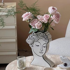 <span class=keywords><strong>Vase</strong></span> Moderne en Céramique en Forme de Tête de Déesse Grecque, <span class=keywords><strong>Vase</strong></span> à Fleurs Décoratif, Décoration Nordique pour la Maison, Pot de Fleurs - Product Image 2
