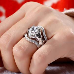 Parures de bijoux raffinés Jeulia, ensemble de 3 pièces, bague éléphant en argent sterling à coupe ronde - Product Image 6