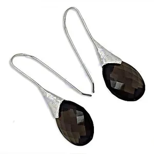 Women's <b>Silver</b> Plated Heart Shape Teardrop Earrings with Quartz Bezel Setting Classic Drop Earrings for <b>Wedding</b> - Product Image 2