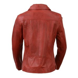 Chaqueta de motociclista para mujer, chaqueta de piel de vaca de manga larga de piel de oveja de color amarillo, chaqueta de cuero de motociclista para mujer con estampado de logotipo personalizado - Product Image 5