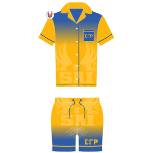 ชุดนอนซิกมาแกมมาโร แบบสั่งทำพิเศษ ปักลายแบบซับลิเมชั่น ชุดนอนผ้าซาตินไหมสำหรับสตรีในกลุ่มพี่น้องกรีก - Product Image 3