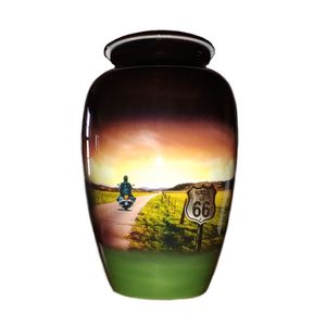 Wholesale Fresh Arrival Adult Blue Aluminum Cremation <b>Urn</b> <b>for</b> Human <b>Ashes</b> <b>Dog</b> Pet <b>for</b> Funeral Cremation Wooden Base Included - Product Image 2