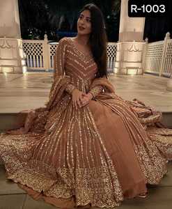 Pakistanais Salwar Kameez pour le prix de gros fausse georgette semi-cousu lourd concepteur dernier modèle Salwar Kameez costume - Product Image 3