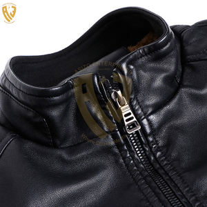 Veste en cuir d'hiver noire élégante pour hommes Logo personnalisé et marque de distributeur toutes tailles toile tissu avec fermeture éclair - Product Image 3
