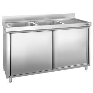 ตู้ซิงค์เชิงพาณิชย์ PREMIUM - สแตนเลส - 1400x700 มม. - 2 ช่องซิงค์ด้านซ้าย - Product Image 3