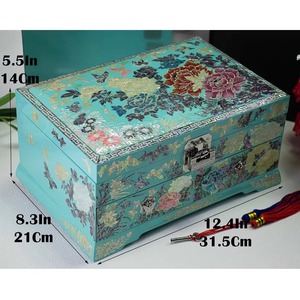 Decorative Blue Metal Floral Jewellery Box Handmade Stylish Organizer Perfect for Vanity <b>Bedroom</b> Office and Gift Use From India - Product Image 3