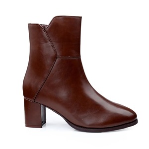 Botines ligeros de cuero vegano con tacón de bloque para mujer, con cremallera lateral diseño elegante, parte superior alta impermeable para las estaciones de verano y otoño - Product Image 3