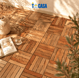 Outdoor <b>Interlocking</b> Wooden Deck <b>Tiles</b> – Natural Wood | 30x30cm Modular <b>Flooring</b> - Product Image 3