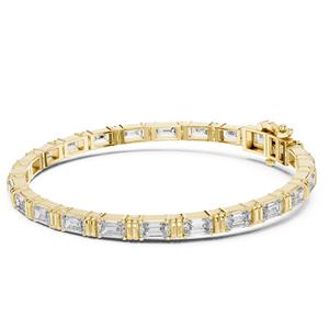 Pulsera de tenis de oro blanco macizo de 14K para mujer VDS, con diamantes naturales de corte esmeralda, certificados por IGI, 17g, joyería fina para bodas - Product Image 6